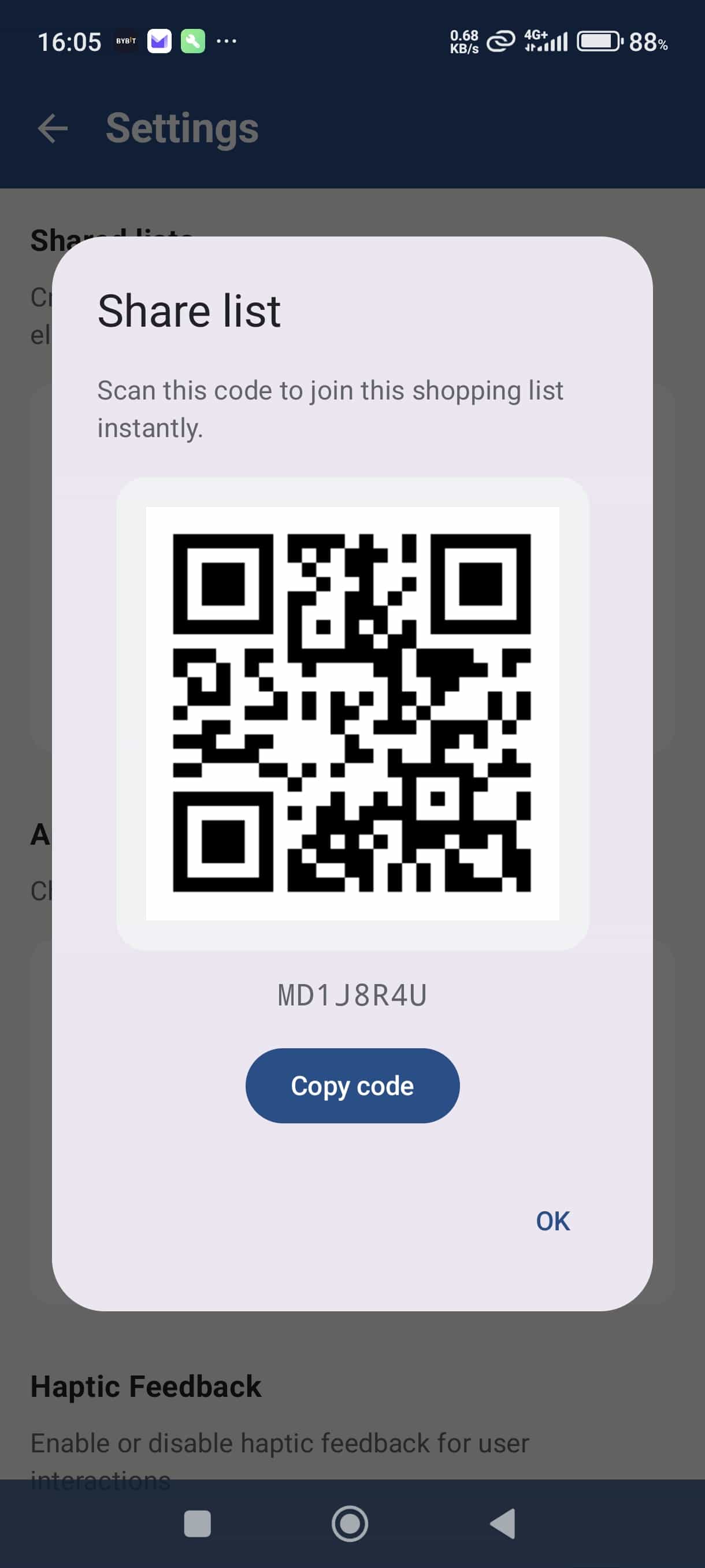 QR code for sharing