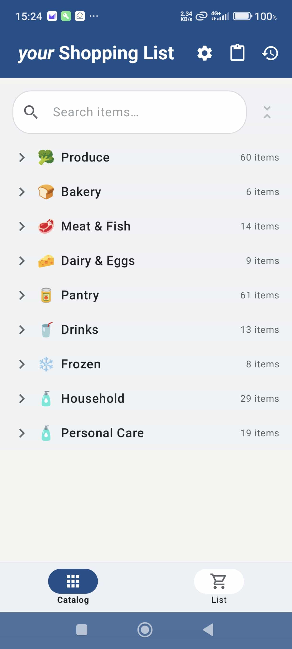 Catalog tab at the bottom