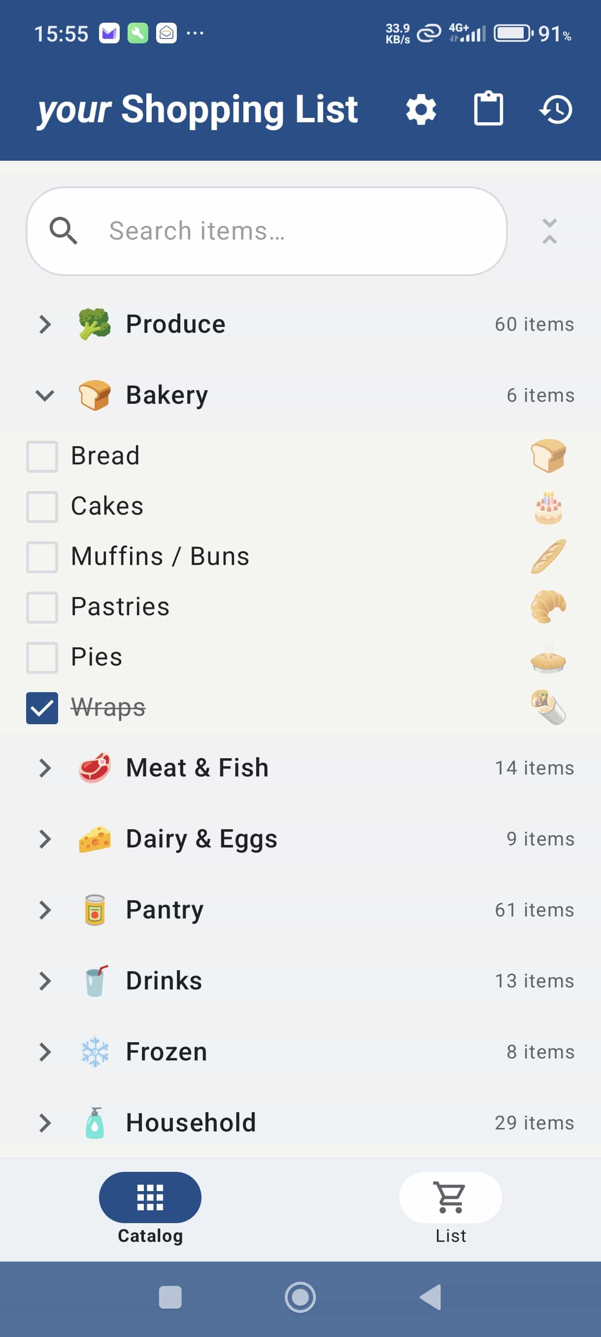 Catalog with 9 categories