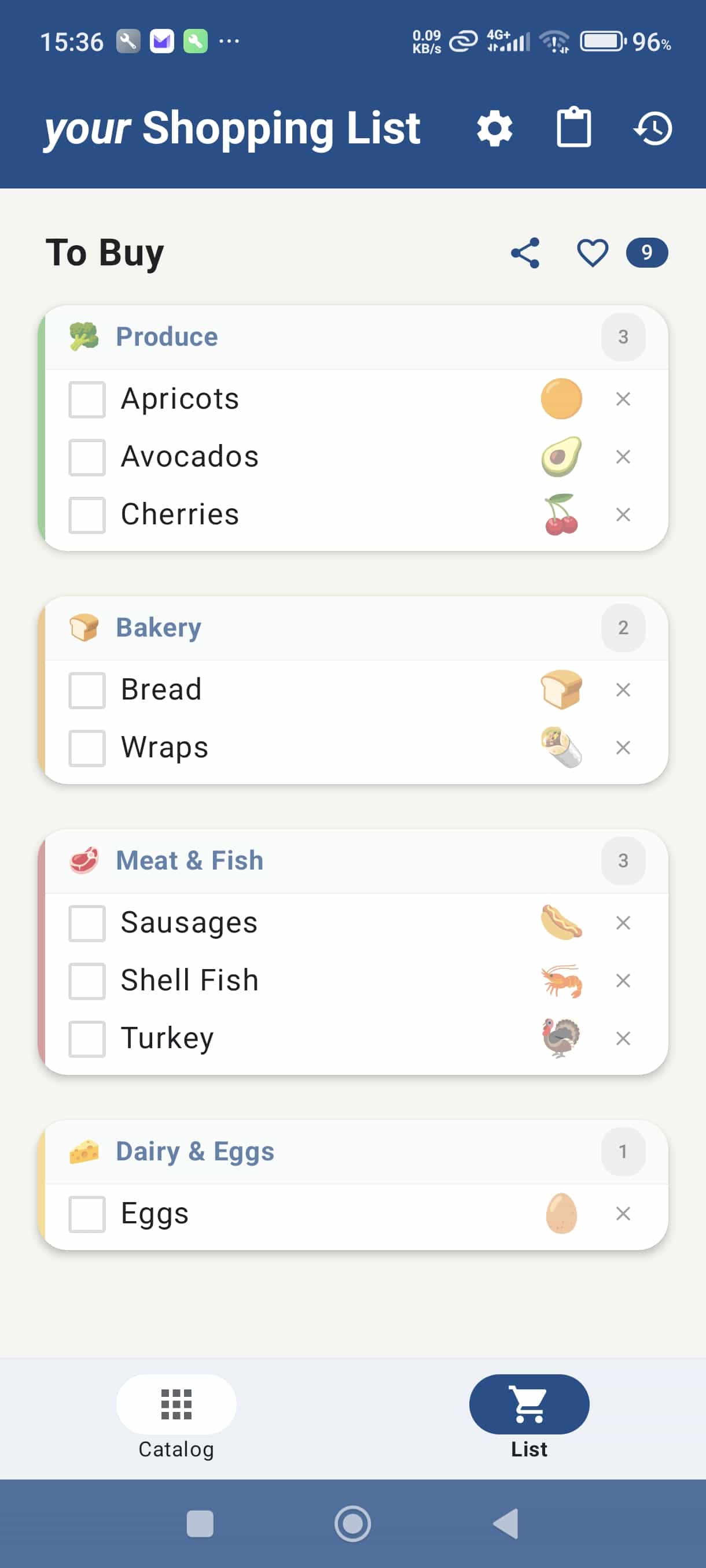 To Buy list with items