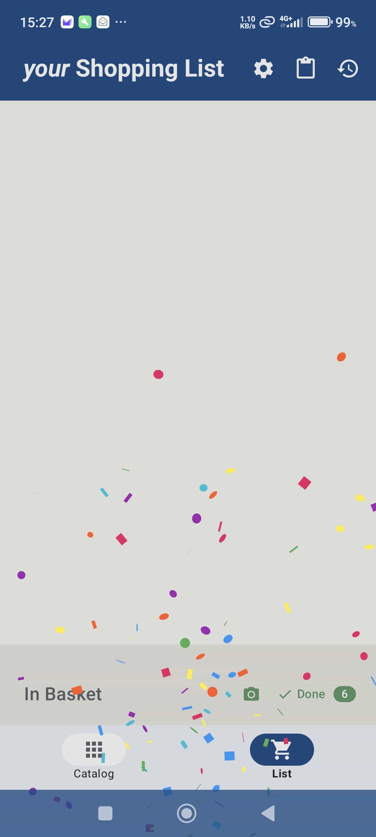 Confetti when trip is complete