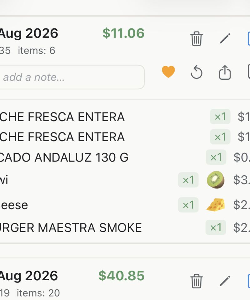 The add a note field on a History card