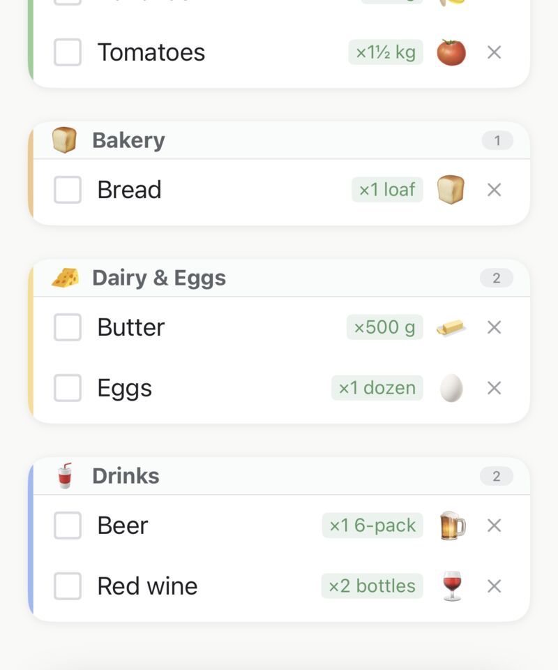Butter now on the To Buy list under Dairy & Eggs