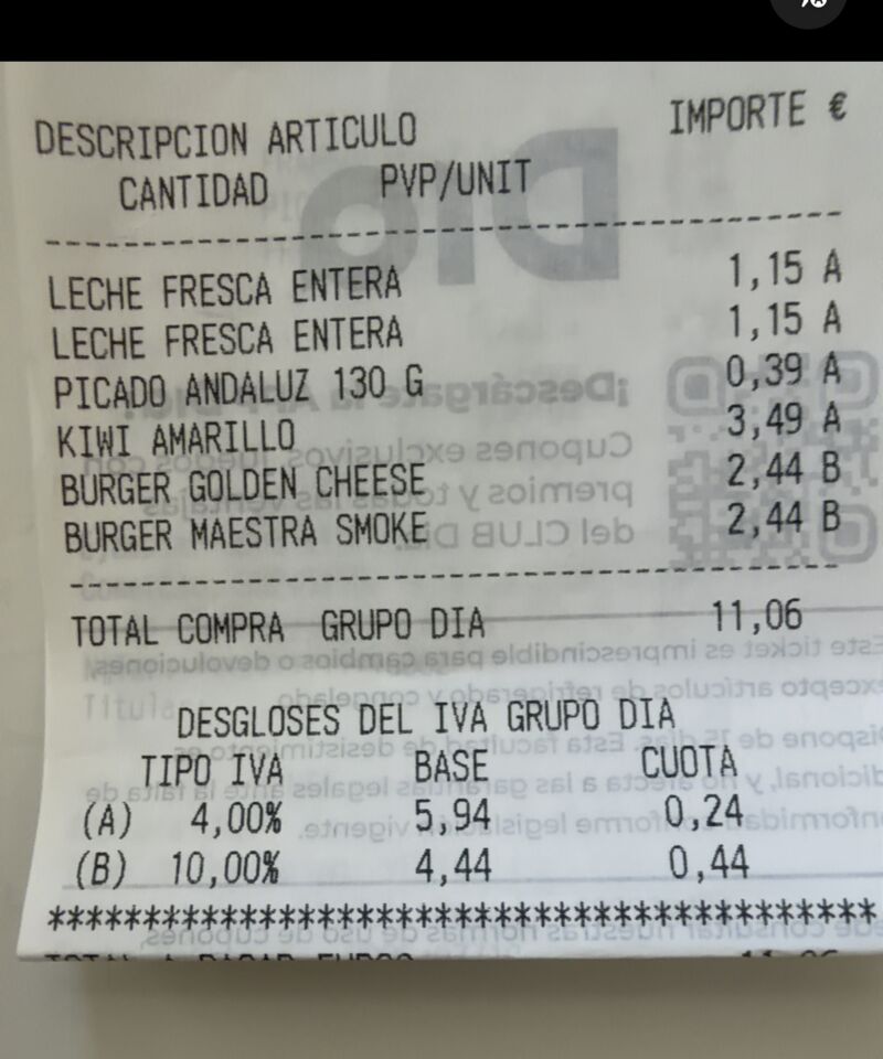 Photographing a receipt with the in-app camera